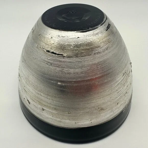 Art Glass Bowl Hand Blown Brehat France Signed Smoke Gray Silver Artsian Made - Picture 3 of 10